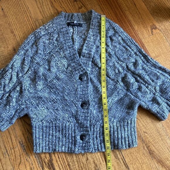 Nine West Chunky Boho Wool Alpaca Blend Cable Knit Sweater Gray Sz M - Picture 10 of 11